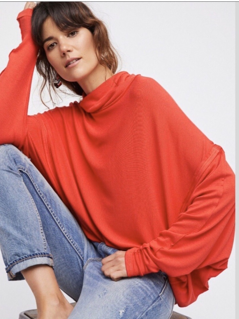 Free People We the Free red/orange oversized turtleneck size S